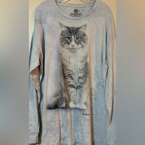 The Mountain Shirt Long Sleeve Animal Art Tye Dye Cat Tee XL